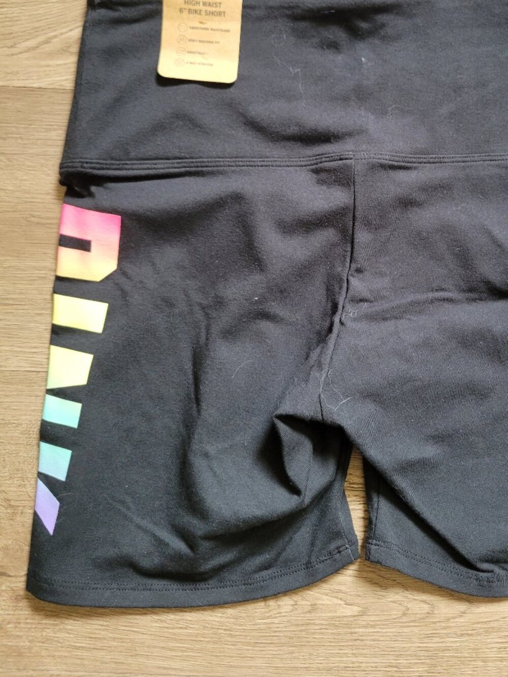 VS PINK Active Black High Waist Bike Shorts, Size S NWT